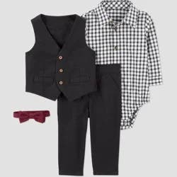 Carter's Just One You® Baby Boys' 4pc Holiday Plaid Bow Tie Set - Black 6M