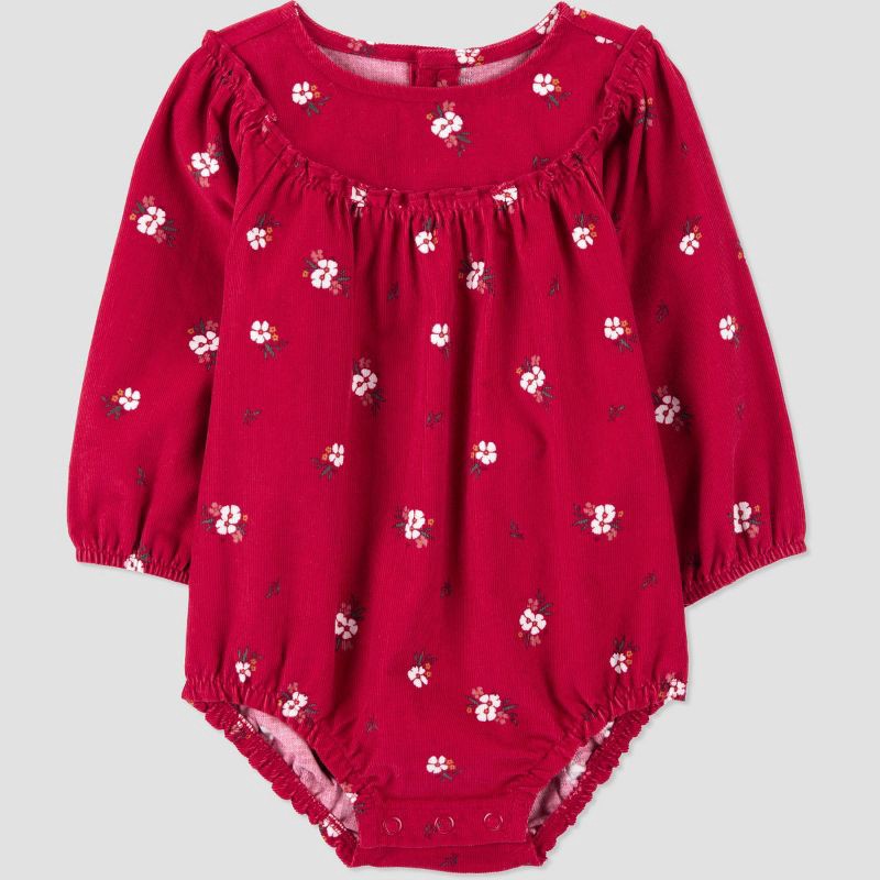 slide 2 of 6, Carter's Just One You® Baby Girls' 2pc Holiday Floral Bubble Romper with Tights - Red 3M, 2 ct