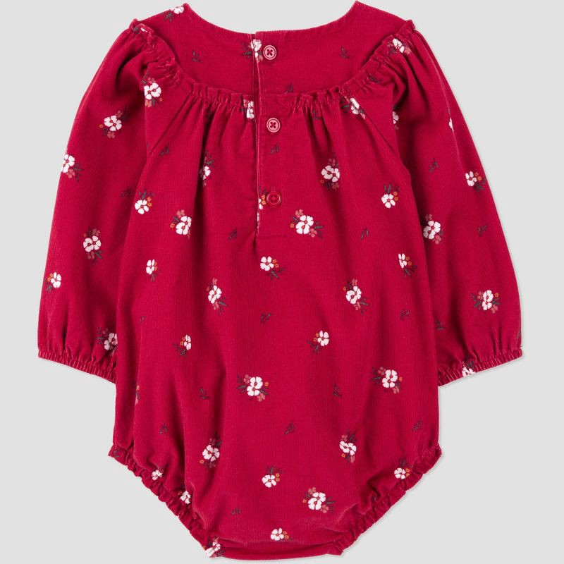 slide 3 of 6, Carter's Just One You® Baby Girls' 2pc Holiday Floral Bubble Romper with Tights - Red 3M, 2 ct