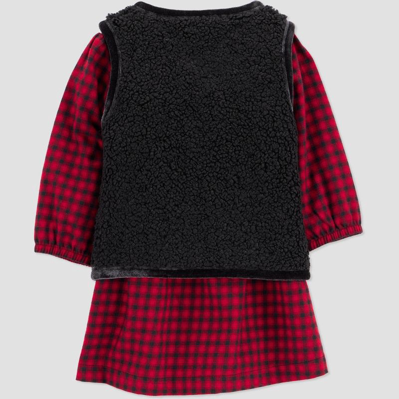 slide 3 of 6, Carter's Just One You® Baby Girls' 3pc Holiday Buffalo Checkered Dress with Vest - Black 3M, 3 ct