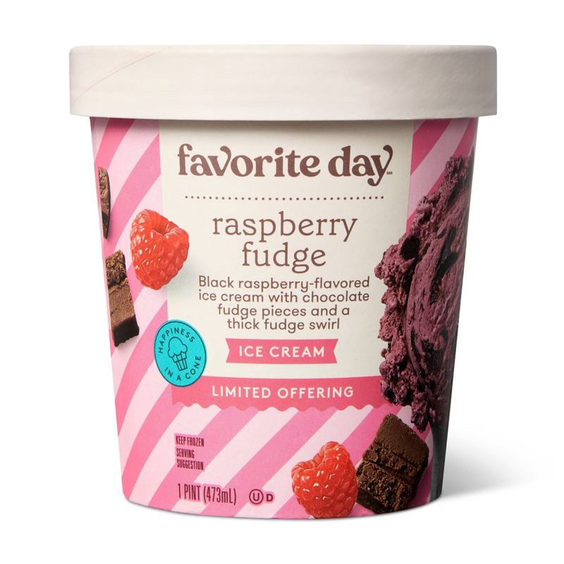 slide 1 of 3, Raspberry Fudge Ice Cream - 16oz - Favorite Day™, 16 oz