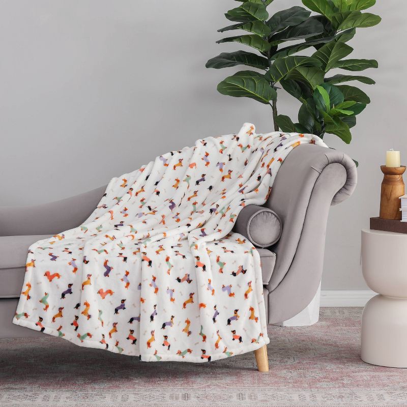 slide 2 of 4, Novelty Recycled Printed Dogs Plush Throw Blanket, 1 ct