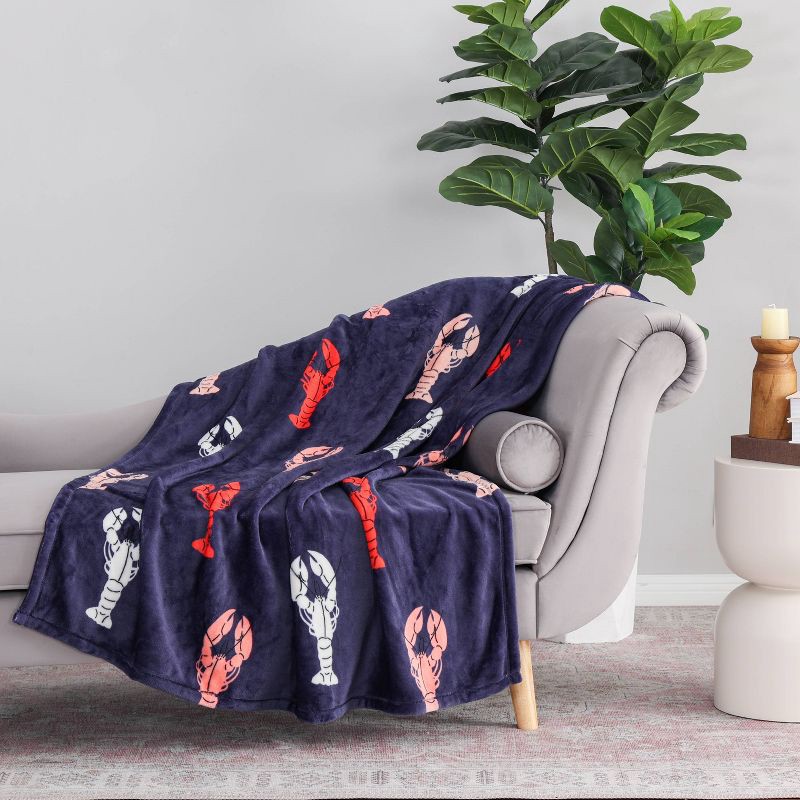 slide 2 of 4, Novelty Recycled Printed Lobster Plush Throw Blanket, 1 ct