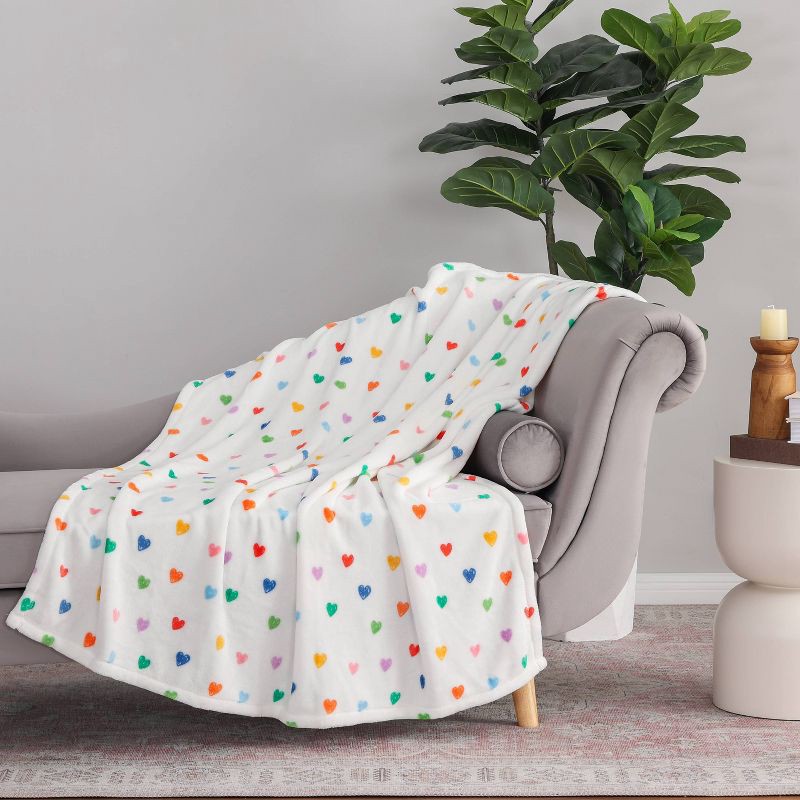 slide 2 of 4, Novelty Recycled Printed Hearts Plush Throw Blanket, 1 ct