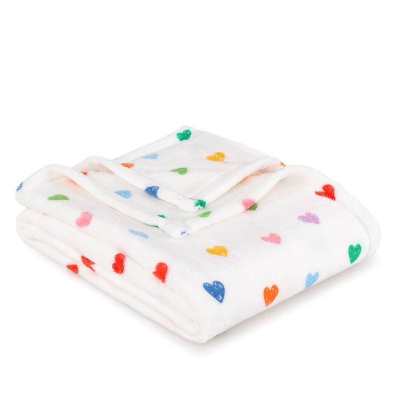 slide 4 of 4, Novelty Recycled Printed Hearts Plush Throw Blanket, 1 ct