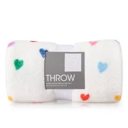 Novelty Recycled Printed Hearts Plush Throw Blanket