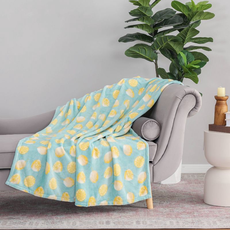 slide 2 of 4, Novelty Recycled Printed Lemons Plush Throw Blanket, 1 ct