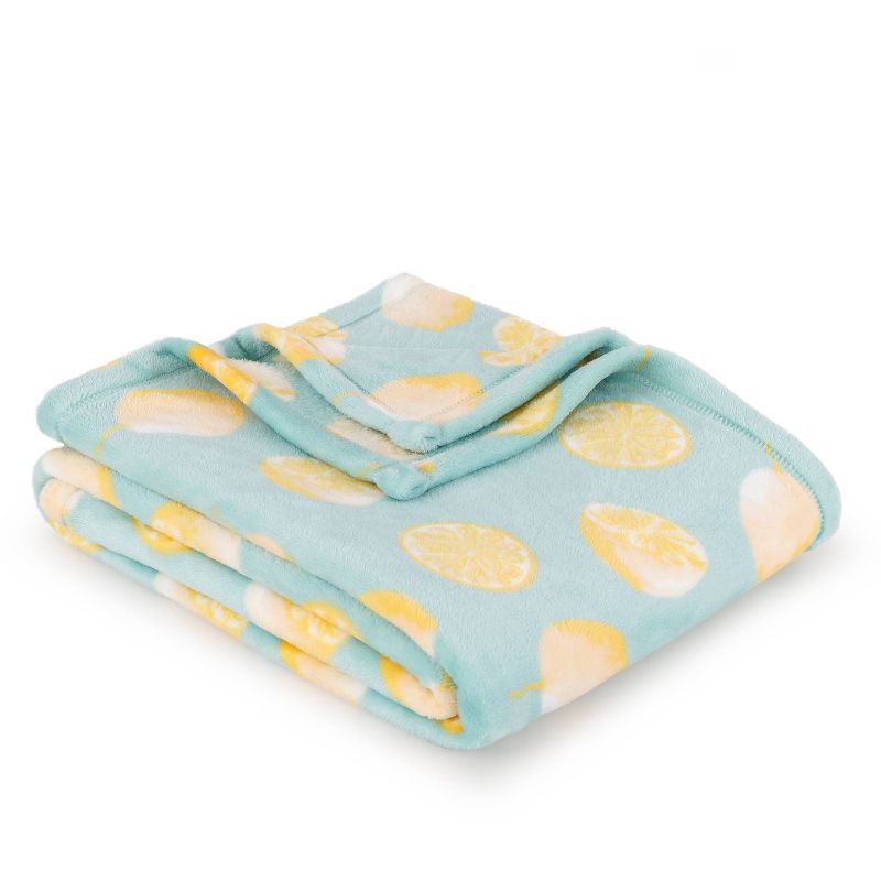 slide 4 of 4, Novelty Recycled Printed Lemons Plush Throw Blanket, 1 ct