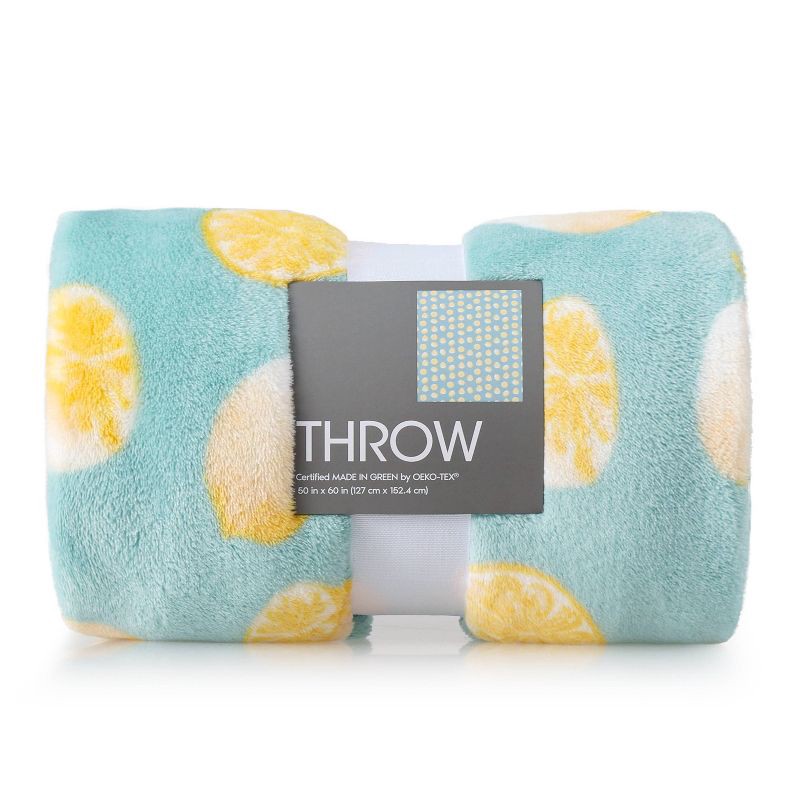 slide 1 of 4, Novelty Recycled Printed Lemons Plush Throw Blanket, 1 ct
