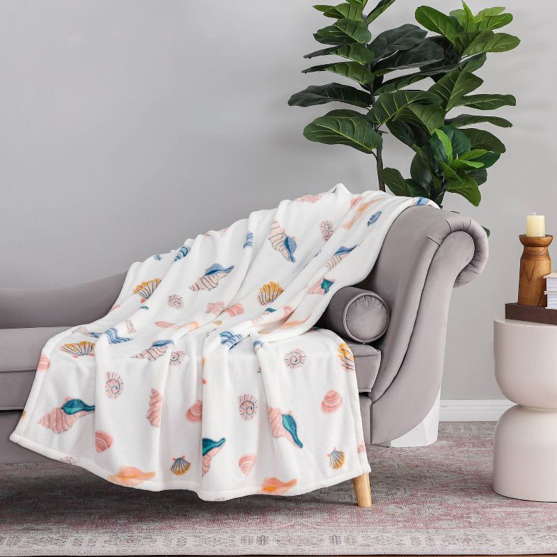 slide 2 of 4, Novelty Recycled Printed Shells Plush Throw Blanket, 1 ct