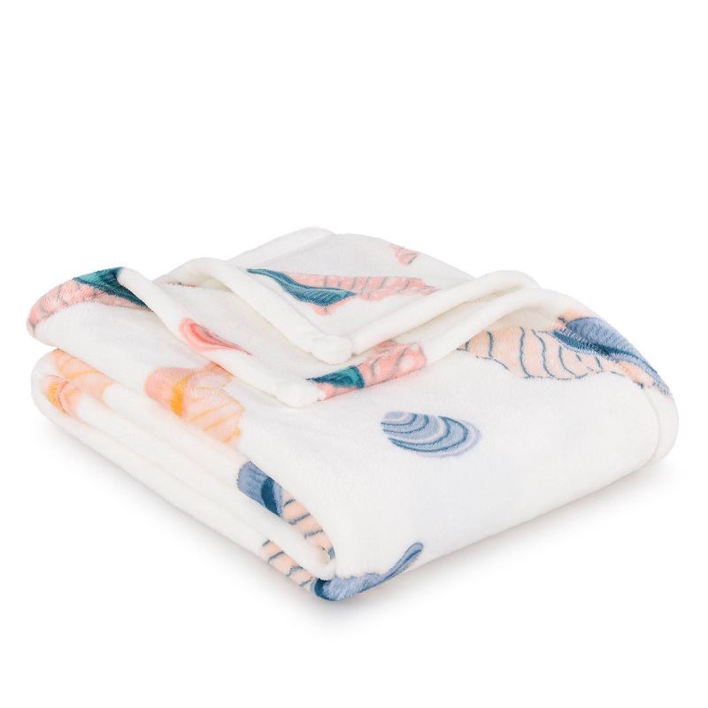 slide 4 of 4, Novelty Recycled Printed Shells Plush Throw Blanket, 1 ct