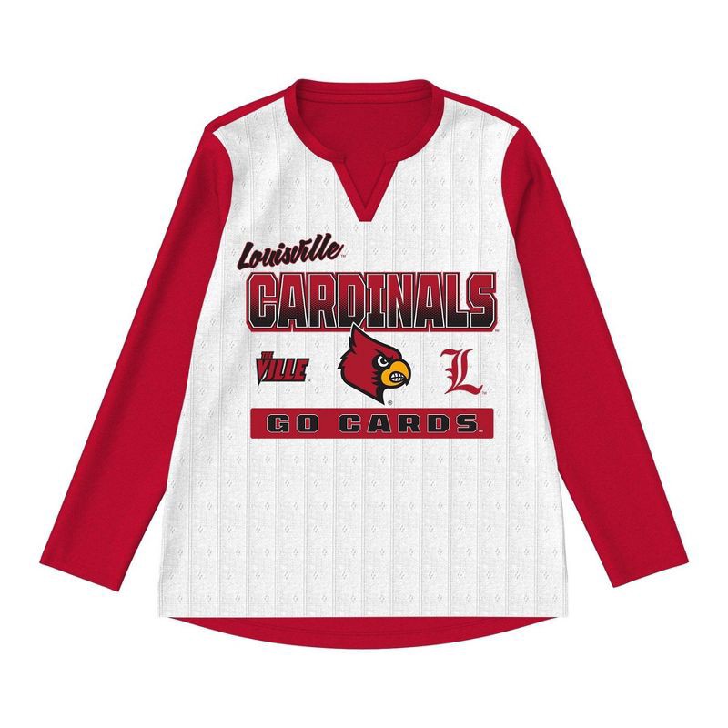 slide 3 of 3, NCAA Louisville Cardinals Girls' Long Sleeve Fashion T-Shirt - M, 1 ct