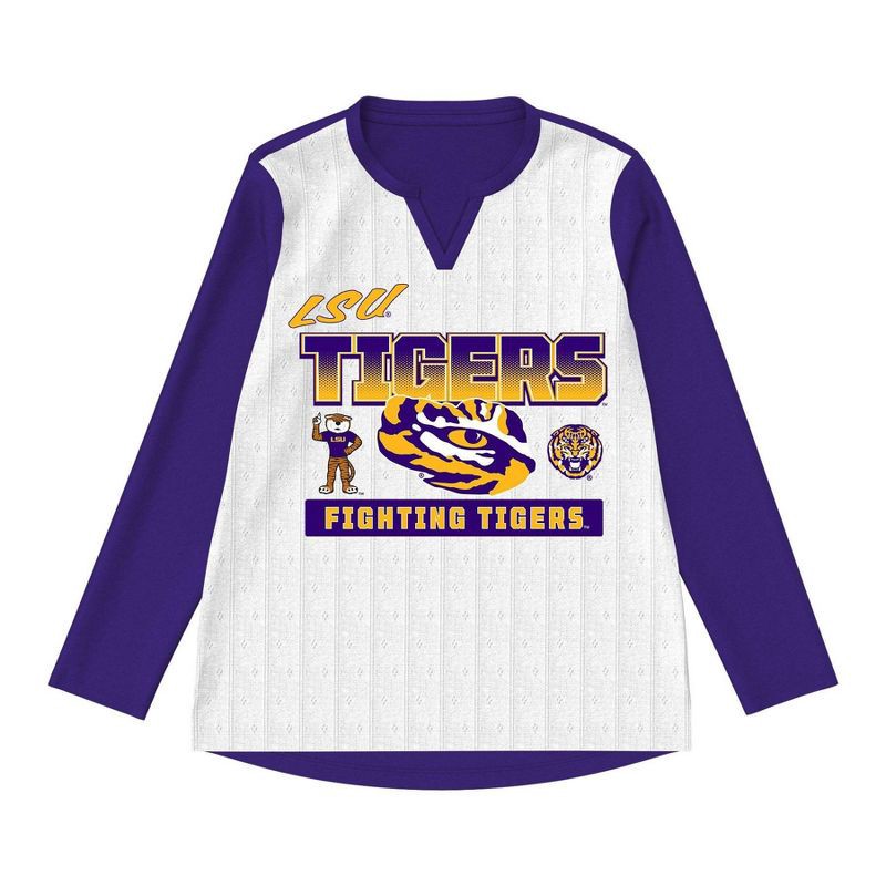 slide 2 of 3, NCAA LSU Tigers Girls' Long Sleeve Fashion T-Shirt - L, 1 ct