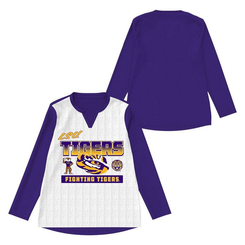 slide 1 of 3, NCAA LSU Tigers Girls' Long Sleeve Fashion T-Shirt - L, 1 ct