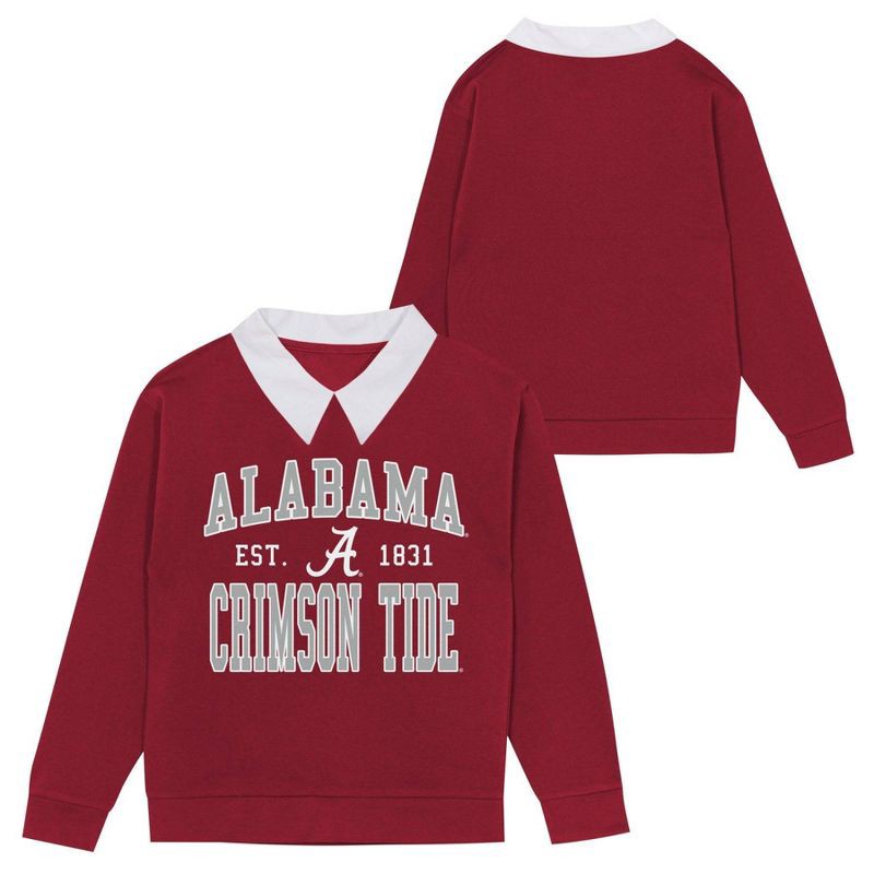 slide 1 of 3, NCAA Alabama Crimson Tide Girls' Collared Fleece Sweatshirt - S, 1 ct