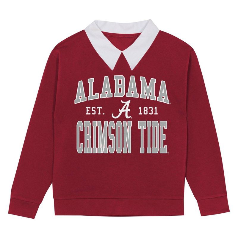 slide 2 of 3, NCAA Alabama Crimson Tide Girls' Collared Fleece Sweatshirt - XL, 1 ct