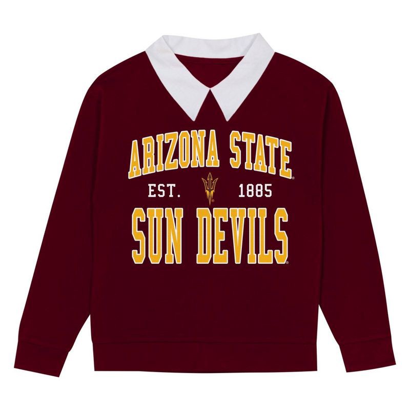 slide 2 of 3, NCAA Arizona State Sun Devils Girls' Collared Fleece Sweatshirt - L, 1 ct