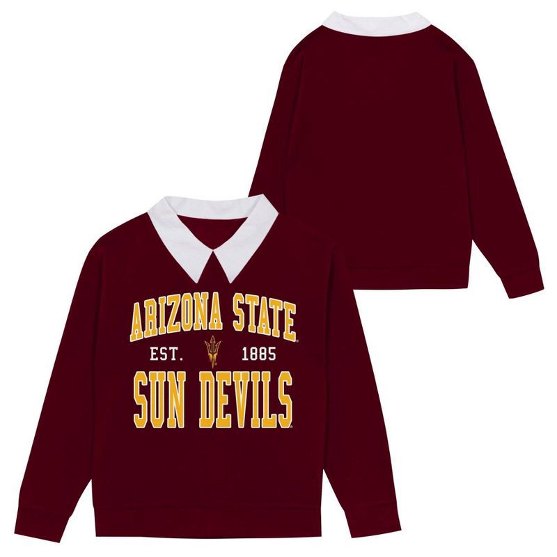 slide 1 of 3, NCAA Arizona State Sun Devils Girls' Collared Fleece Sweatshirt - L, 1 ct