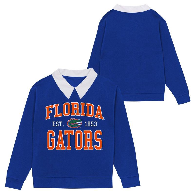 slide 1 of 3, NCAA Florida Gators Girls' Collared Fleece Sweatshirt - XS, 1 ct