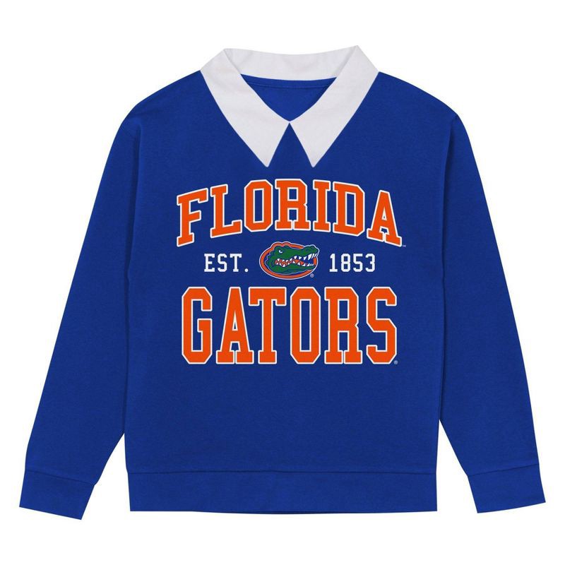 slide 2 of 3, NCAA Florida Gators Girls' Collared Fleece Sweatshirt - L, 1 ct