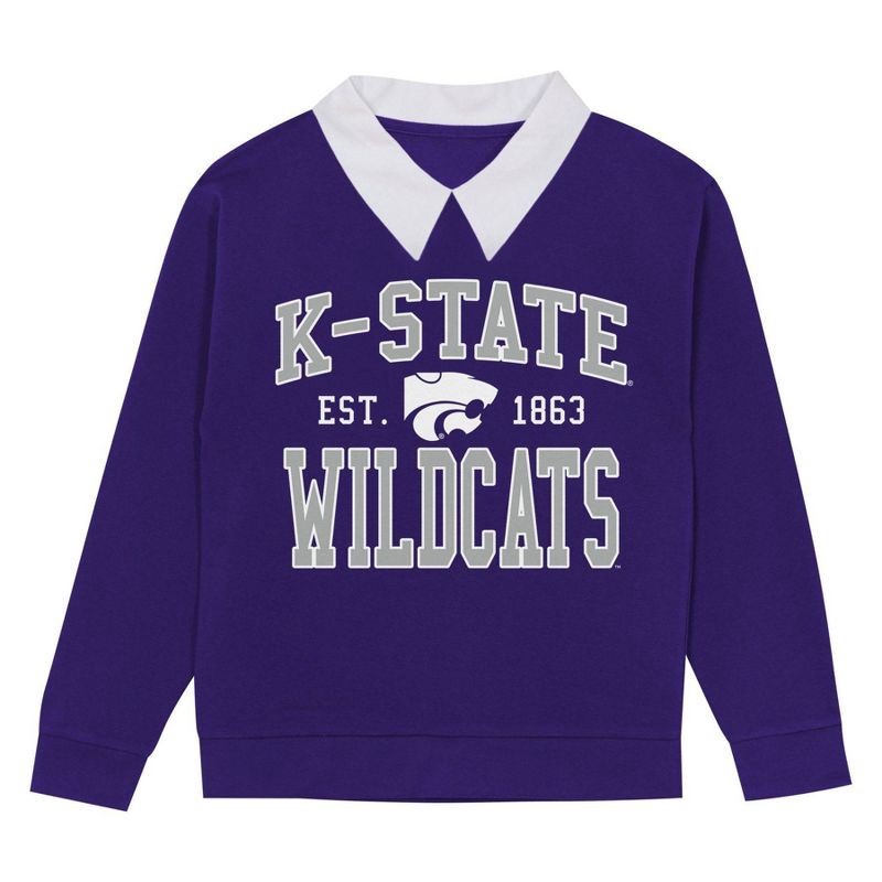 slide 2 of 3, NCAA Kansas State Wildcats Girls' Collared Fleece Sweatshirt - XS, 1 ct