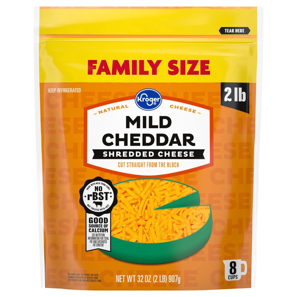 slide 3 of 4, Kroger® Mild Cheddar Shredded Cheese Family Size, 32 oz
