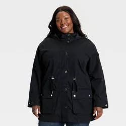 Women's Rain Jacket - Ava & Viv™ Black 1X