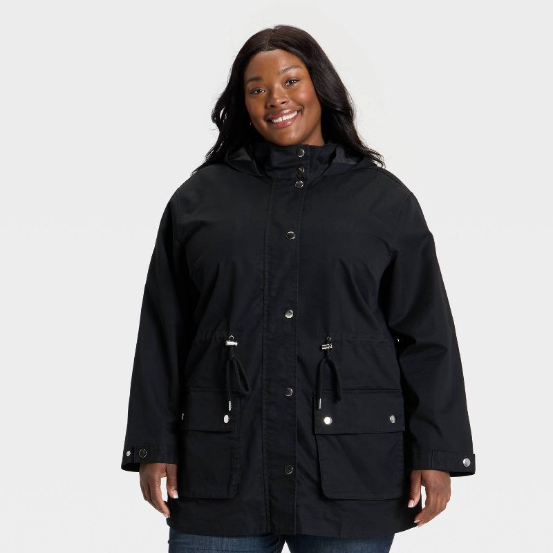 slide 1 of 3, Women's Rain Jacket - Ava & Viv™ Black 2X, 1 ct