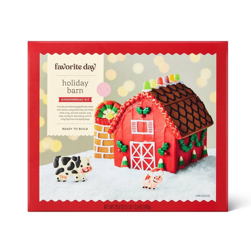 slide 1 of 5, Christmas Barn Gingerbread Cookie Kit - 29.9oz - Favorite Day™, 29.9 oz