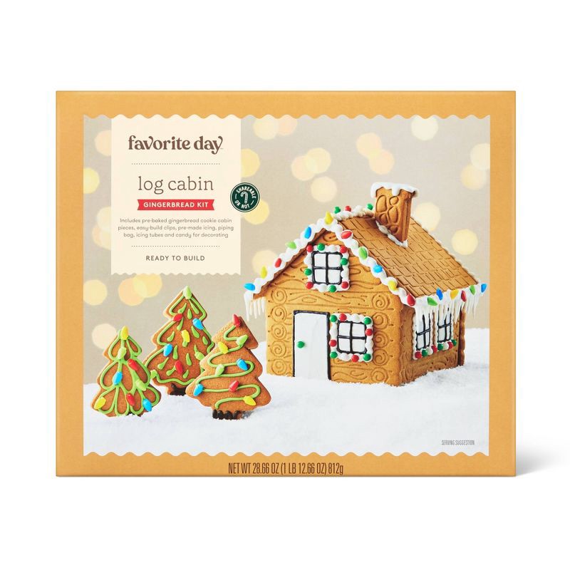 slide 1 of 5, Christmas Log Cabin Gingerbread Cookie Kit - 28.66oz - Favorite Day™, 28.66 oz
