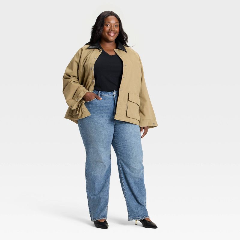 slide 3 of 3, Women's Oversized Field Jacket - Ava & Viv™ Tan 2X, 1 ct