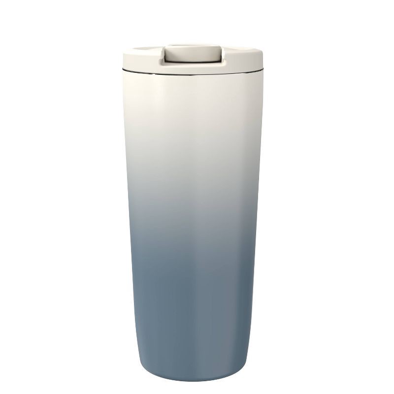slide 5 of 6, Zak Designs 20 fl oz Stainless Steel Vacuum Serenity Tumbler with Slide Lid Lake Cream Ombre, 20 fl oz