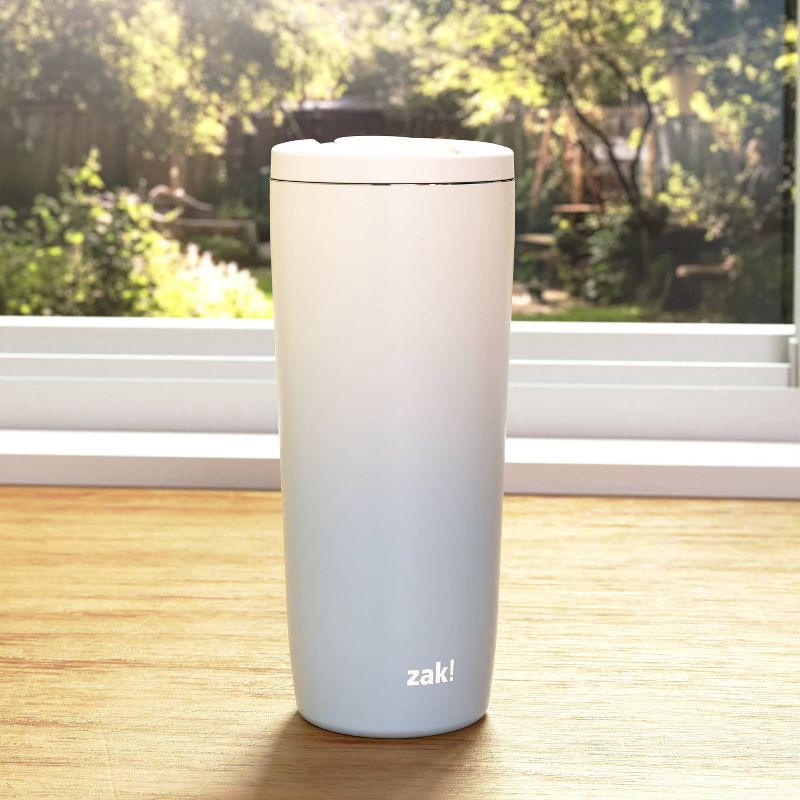 slide 4 of 6, Zak Designs 20 fl oz Stainless Steel Vacuum Serenity Tumbler with Slide Lid Lake Cream Ombre, 20 fl oz