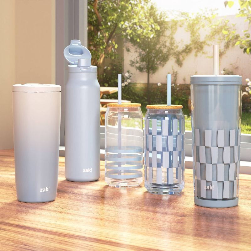 slide 3 of 6, Zak Designs 20 fl oz Stainless Steel Vacuum Serenity Tumbler with Slide Lid Lake Cream Ombre, 20 fl oz