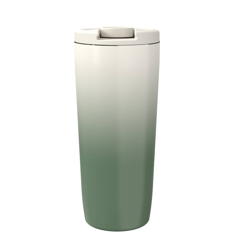 slide 6 of 6, Zak Designs 20 fl oz Stainless Steel Vacuum Serenity Tumbler with Slide Lid Thyme Cream Ombre, 20 fl oz
