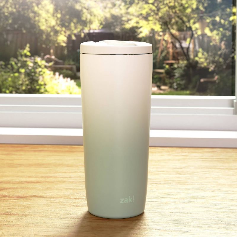 slide 5 of 6, Zak Designs 20 fl oz Stainless Steel Vacuum Serenity Tumbler with Slide Lid Thyme Cream Ombre, 20 fl oz