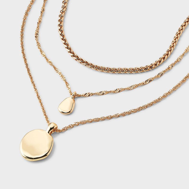 slide 4 of 4, Multi-Strand Coin Drop Necklace - A New Day™ Gold, 1 ct