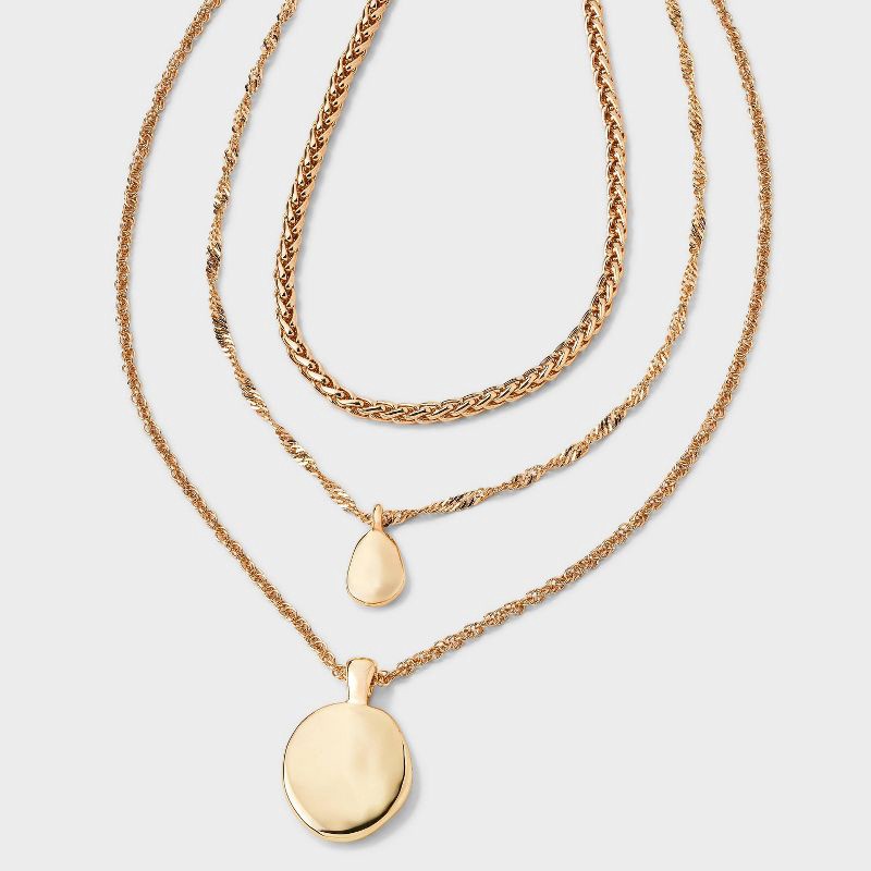 slide 1 of 4, Multi-Strand Coin Drop Necklace - A New Day™ Gold, 1 ct