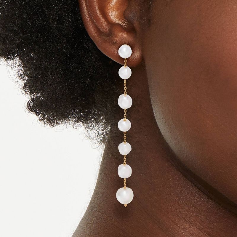 slide 2 of 3, Linear Pearl Dangle Earrings - A New Day™ Pearl, 1 ct