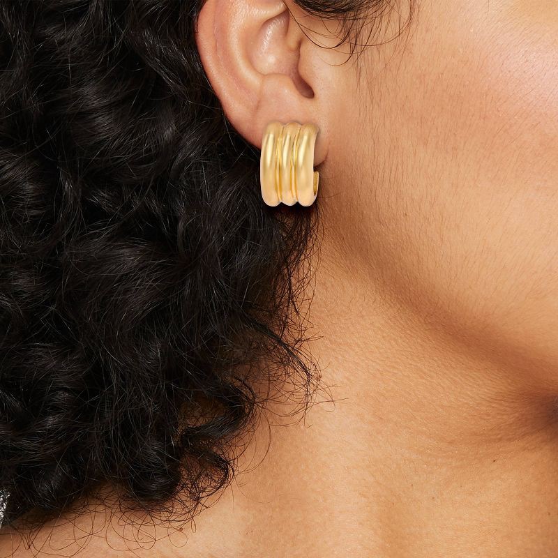 slide 2 of 3, Ribbed Hoop Earrings - A New Day™ Gold, 1 ct