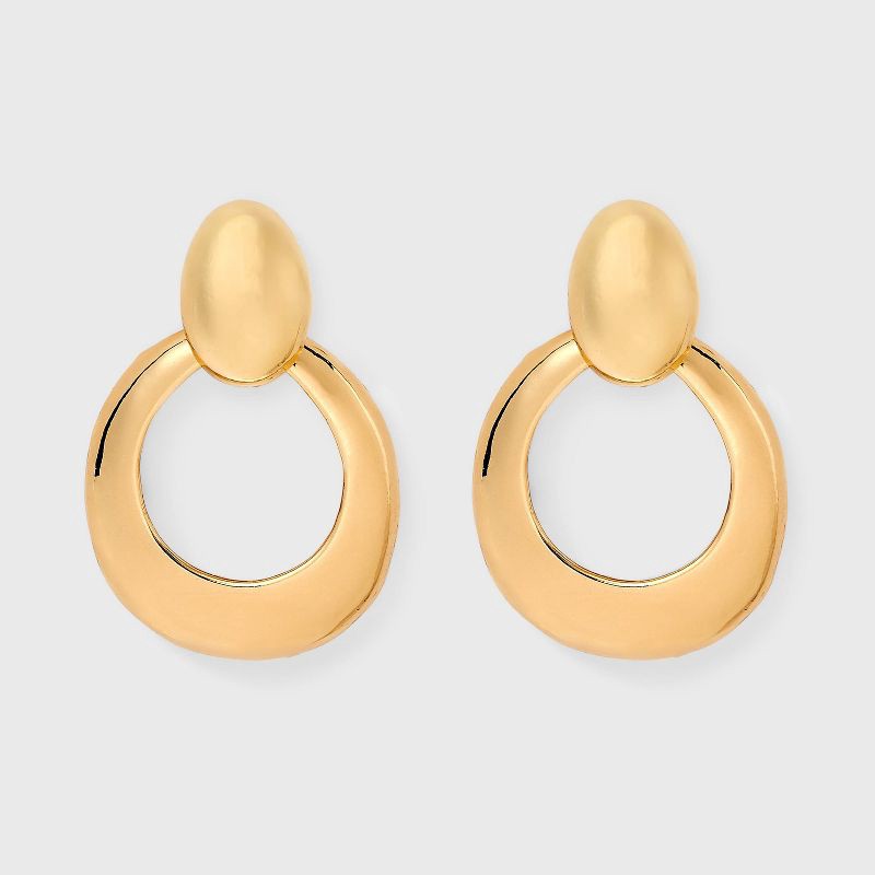 slide 1 of 3, Drop Door Knocker Earrings - A New Day™ Gold, 1 ct