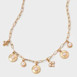 Pearl Charm Necklace - A New Day™ Gold