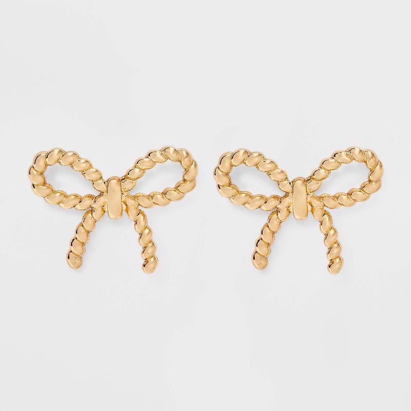 slide 1 of 3, Simple Bow Earrings - A New Day™ Gold, 1 ct