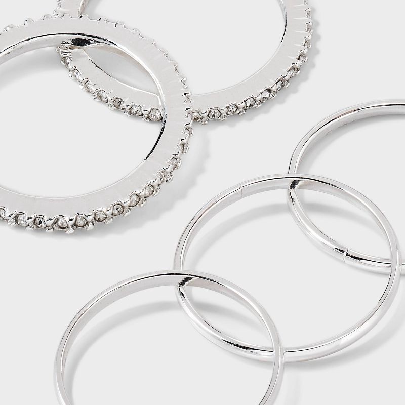 slide 3 of 3, Rhodium Ring Set 5pc - A New Day™ Silver Size 7, 5 ct