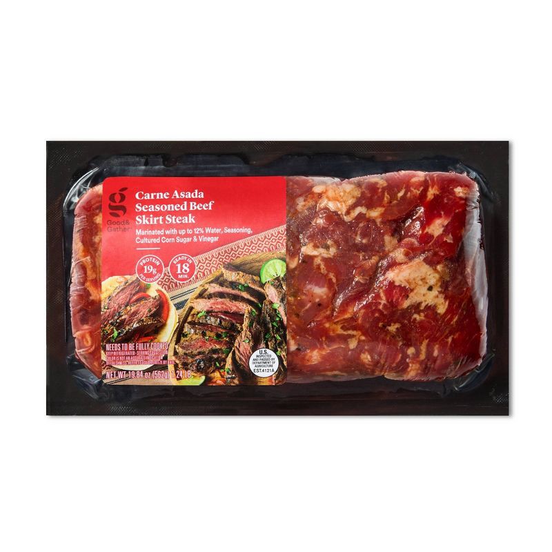 slide 1 of 4, Carne Asada Seasoned Beef Skirt Steak - 19.84oz - Good & Gather™, 19.84 oz
