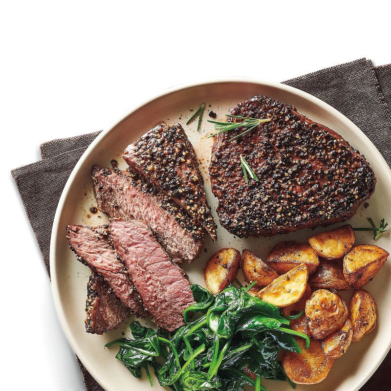 slide 3 of 4, Cracked Peppercorn Crusted Beef Sirloin Petite Steak - 16oz - Good & Gather™, 16 oz