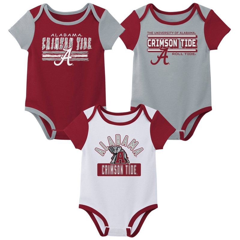 slide 1 of 4, NCAA Alabama Crimson Tide Infant Boys' 3pk Bodysuit - 18M, 3 ct