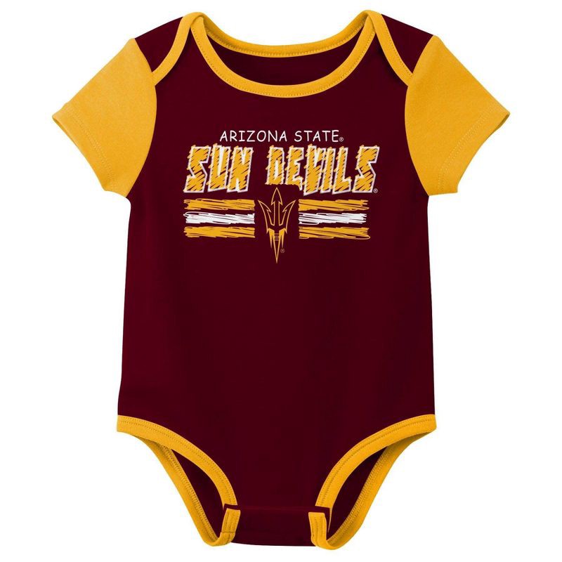 slide 4 of 4, NCAA Arizona State Sun Devils Infant Boys' 3pk Bodysuit - 6-9M, 3 ct