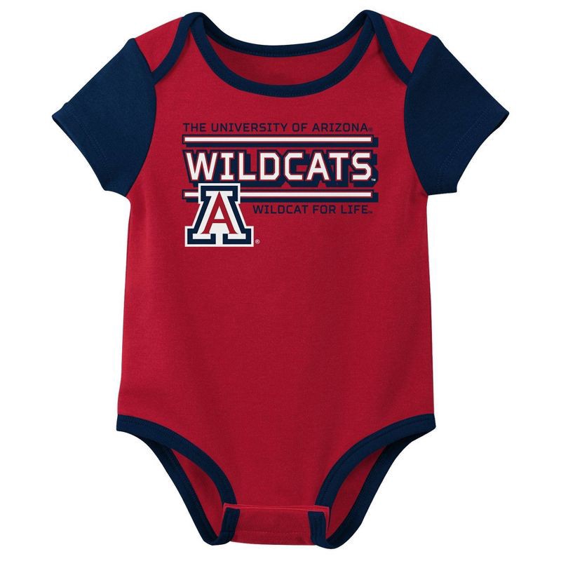 slide 2 of 4, NCAA Arizona Wildcats Infant Boys' 3pk Bodysuit - 18M, 3 ct
