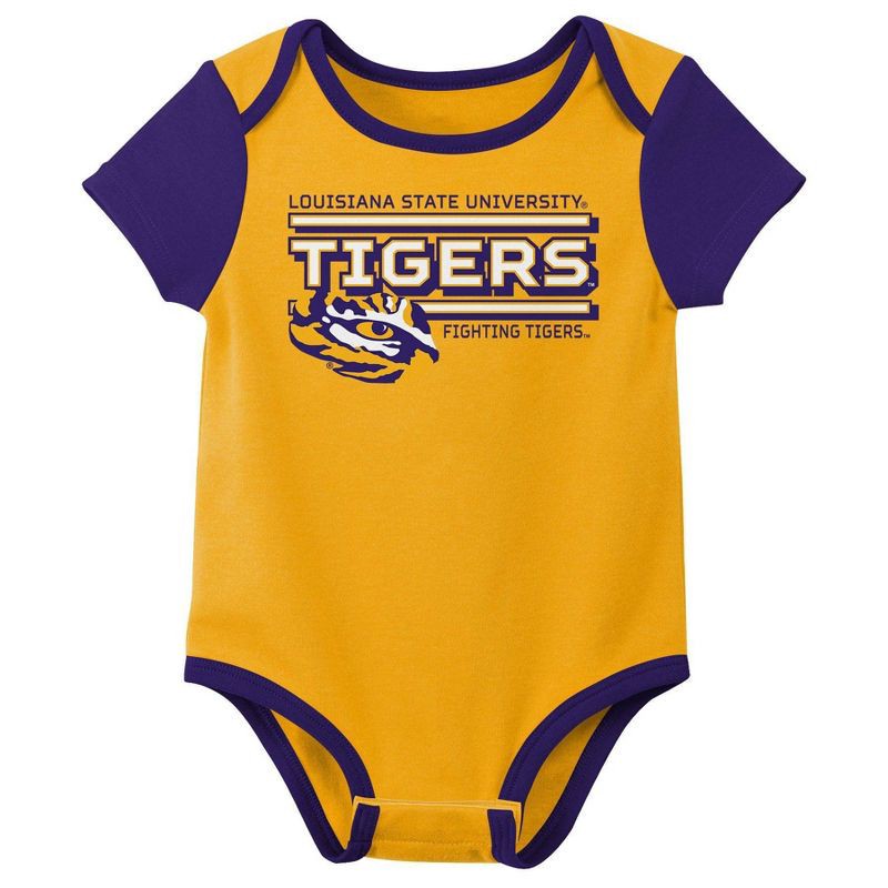 slide 2 of 4, NCAA LSU Tigers Infant Boys' 3pk Bodysuit - 12M, 3 ct